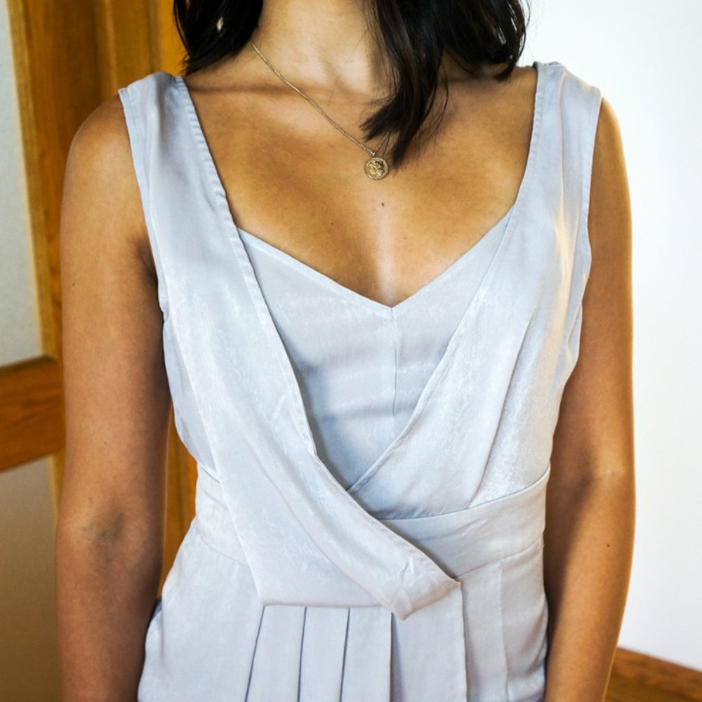 Silk Pleated Midi Dress - Picture 3 of 5